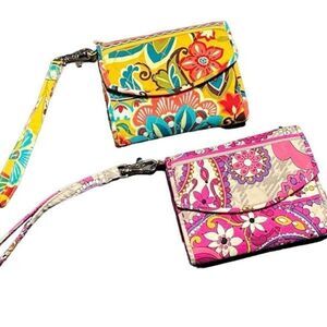 Vera Bradley Super Smart Wristlet Paisley Meets Plaid Phone Case Set of Two